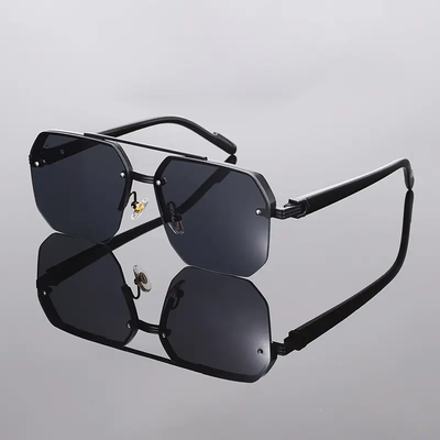Octagon Rimless Sunglasses - Black